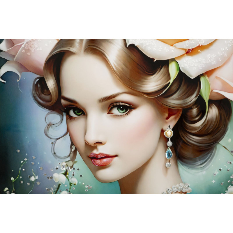 Dipinto Su Tela Laccato Fantasy Con Cornice -b- cm 72x4x102