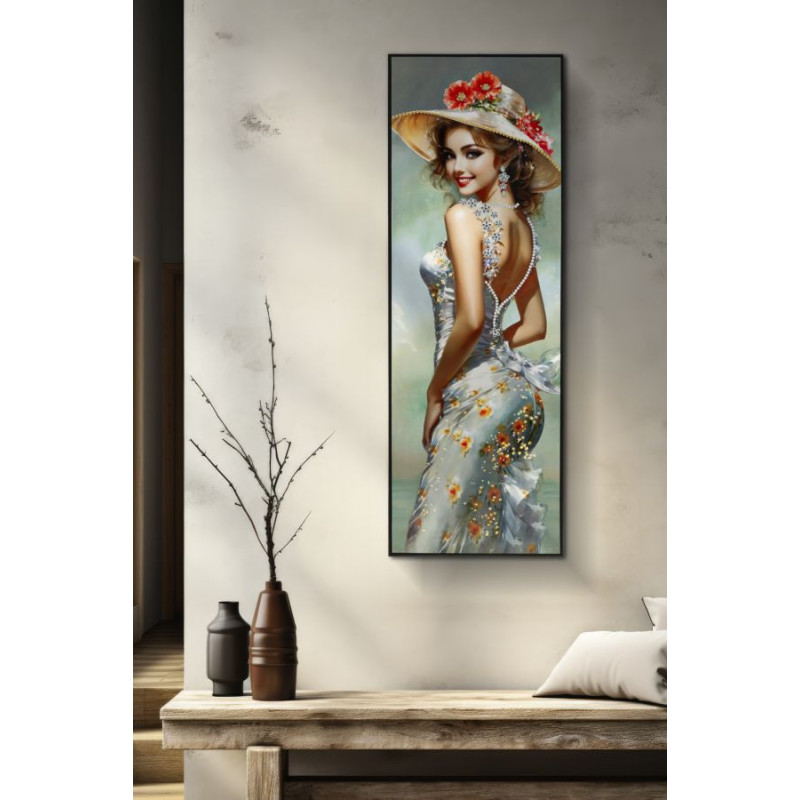 Dipinto Su Tela Laccato Elegant Con Cornice -b- cm 52x4,5x152