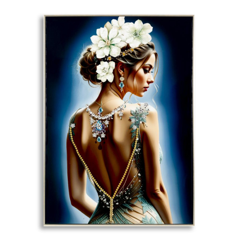 Dipinto Su Tela Laccato Isabel Con Cornice -a- cm 72x4x102