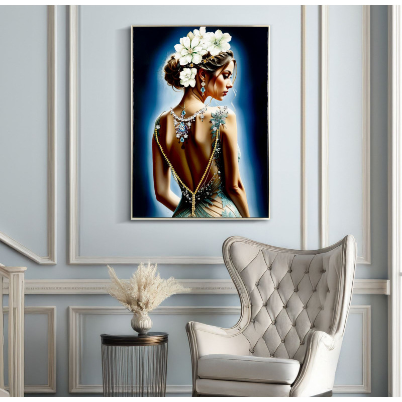 Dipinto Su Tela Laccato Isabel Con Cornice -a- cm 72x4x102