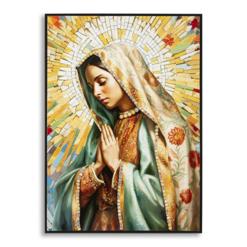 Dipinto Su Tela Laccato Madonna -a- Con Cornice cm 72x4x102