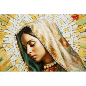 Zoom Dipinto Su Tela Laccato Madonna -a- Con Cornice cm 72x4x102