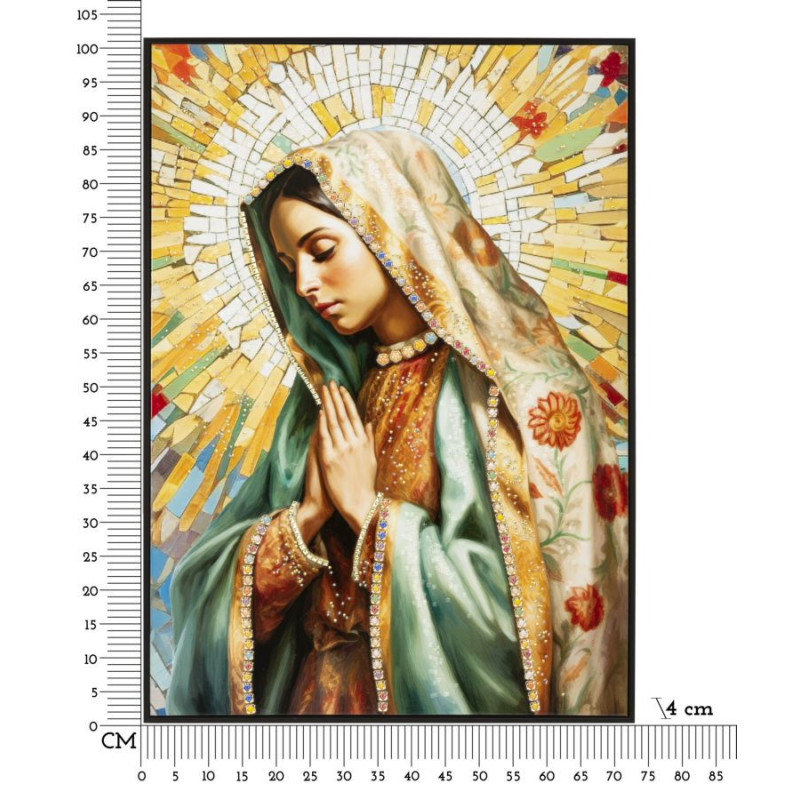 Dipinto Su Tela Laccato Madonna -a- Con Cornice cm 72x4x102