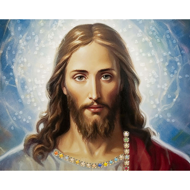 Dipinto Su Tela Laccato Jesus Con Cornice cm 72x4x102