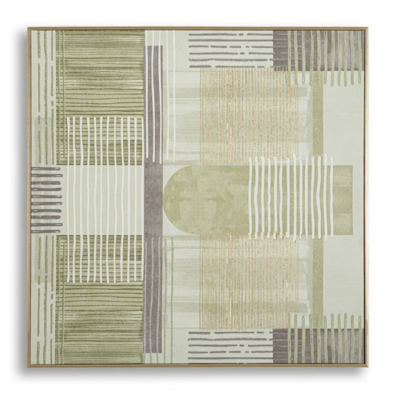 Stampa Dipinta Su Tela Lignes Con Cornice -a- cm 60x3x60