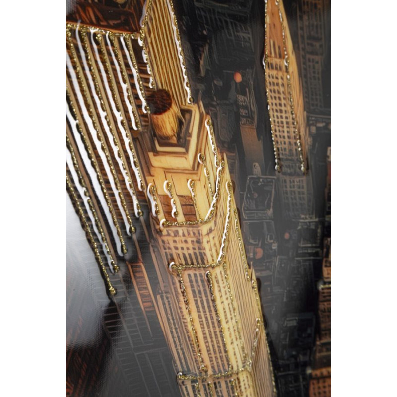 Stampa Su Tela Laccata New York Con Cornice -a- cm 72x4x102
