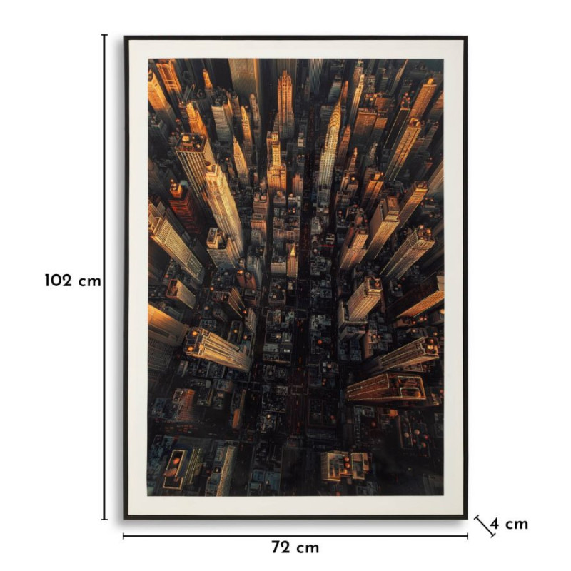 Stampa Su Tela Laccata New York Con Cornice -a- cm 72x4x102