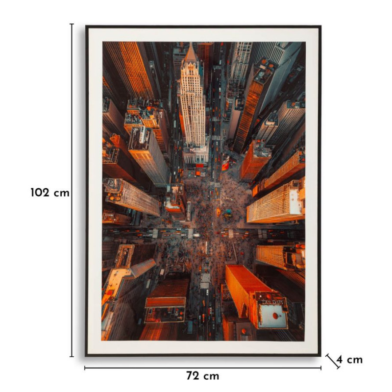 Stampa Su Tela Laccata New York Con Cornice -b- cm 72x4x102