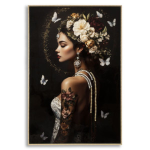 Stampa Dipinta Su Tela Laccata Persian Con Cornice -b- cm 62x3,5x92