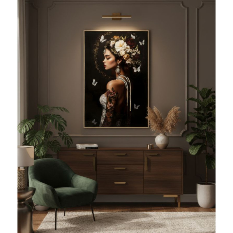 Stampa Dipinta Su Tela Laccata Persian Con Cornice -b- cm 62x3,5x92