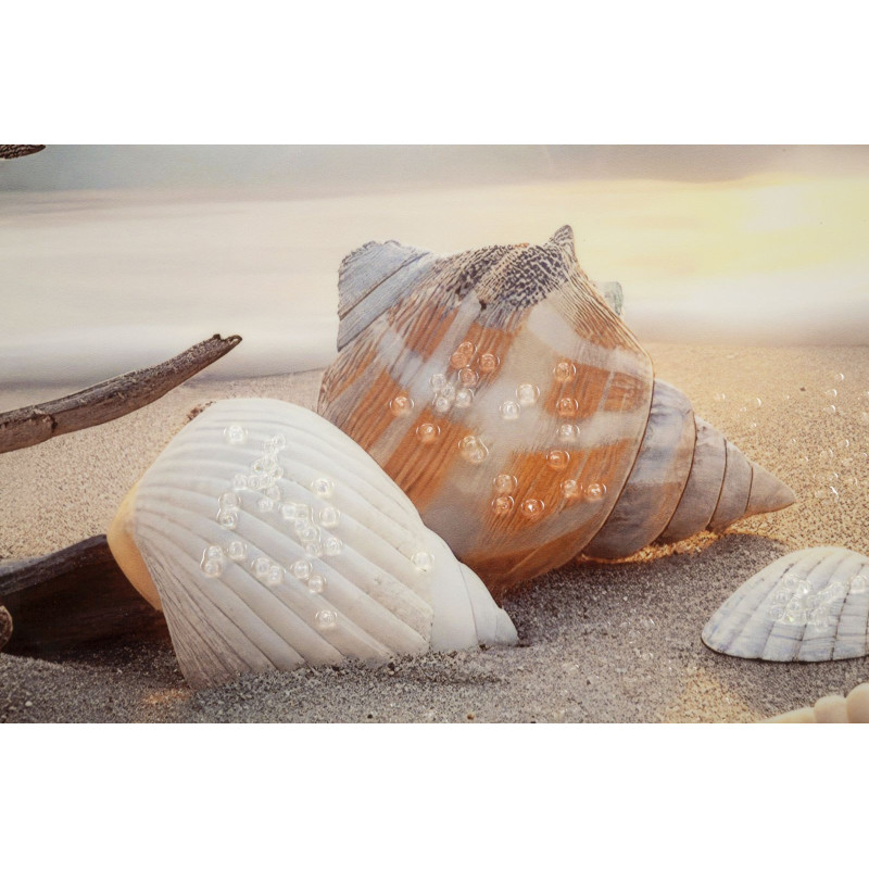 Stampa Dipinta Su Tela Laccata Beach Con Cornice -b- cm 152x4x52