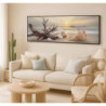 Stampa Dipinta Su Tela Laccata Beach Con Cornice -b- cm 152x4x52