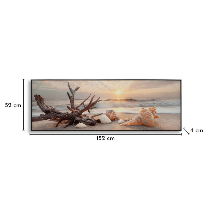 Stampa Dipinta Su Tela Laccata Beach Con Cornice -b- cm 152x4x52