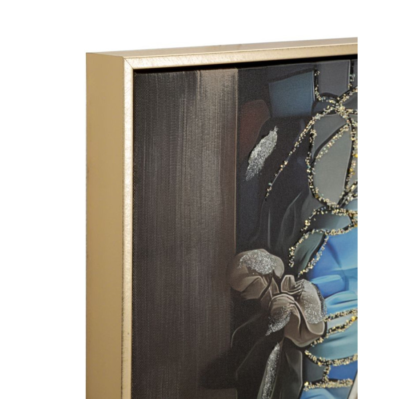 Stampa Dipinta Su Tela Laccata Nativita' Con Cornice cm 102x4x72