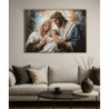 Stampa Dipinta Su Tela Laccata Nativita' Con Cornice cm 102x4x72
