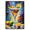 Stampa Decorata Su Tela Laccata Con Cornice Cocktail -a- cm 62x3,5 x92