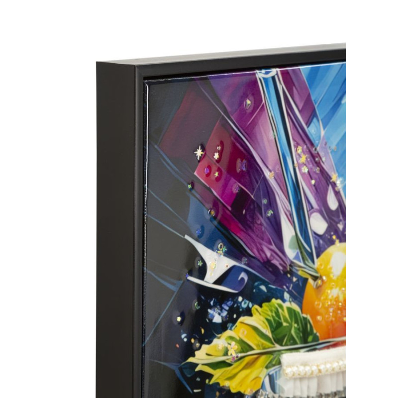 Stampa Decorata Su Tela Laccata Con Cornice Cocktail -a- cm 62x3,5 x92
