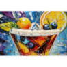 Stampa Decorata Su Tela Laccata Con Cornice Cocktail -a- cm 62x3,5 x92