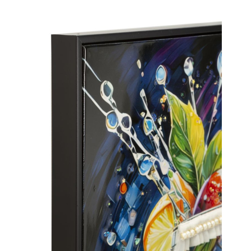 Stampa Decorata Su Tela Laccata Con Cornice Cocktail -b- cm 62x3,5 x92