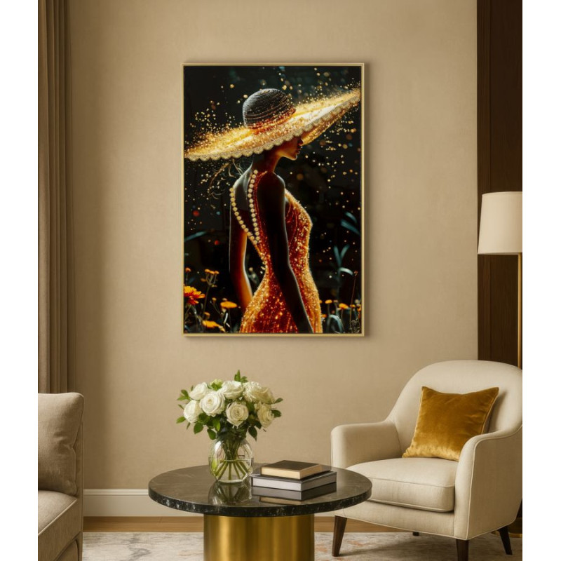 Stampa Decorata Su Tela Laccata Con Cornice Illumy -a- cm 62x3,5x92
