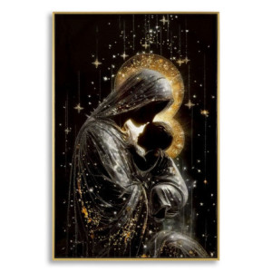 Stampa Decorata Su Tela Laccata Con Cornice Maternity -b- cm 60x3,5x90