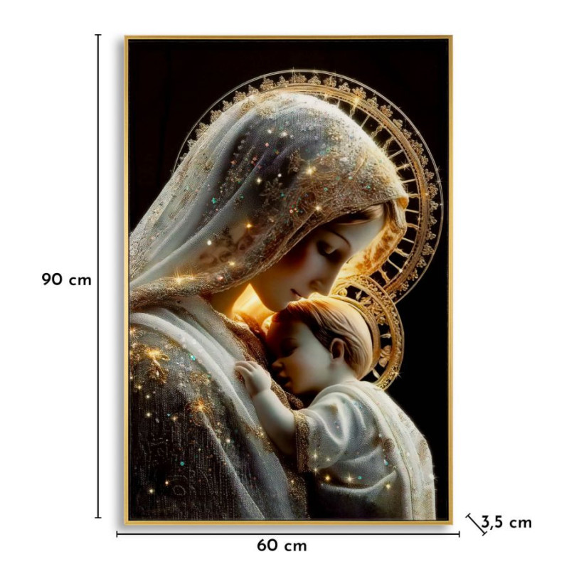 Stampa Decorata Su Tela Laccata Con Cornice Maternity -c- cm 60x3,5x90