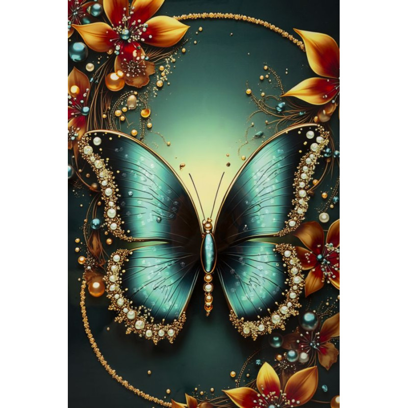 Stampa Decorata Su Tela Laccata Con Cornice Butterly -a- cm 70x4x100