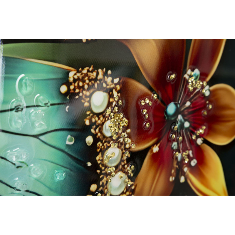 Stampa Decorata Su Tela Laccata Con Cornice Butterly -a- cm 70x4x100