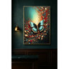 Stampa Decorata Su Tela Laccata Con Cornice Butterly -b- cm 70x4x100