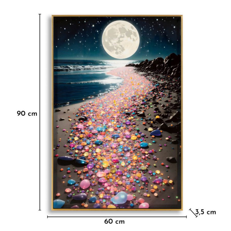 Stampa Decorata Su Tela Laccata Con Cornice Colors -a- cm 60x3,5x90