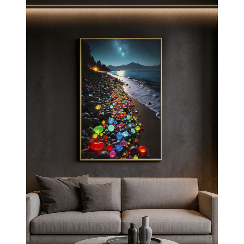 Stampa Decorata Su Tela Laccata Con Cornice Colors -b- cm 60x3,5x90