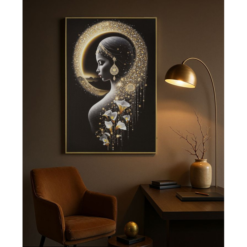 Stampa Con Led Su Tela Laccata Con Cornice Inda cm 60x3,5x90