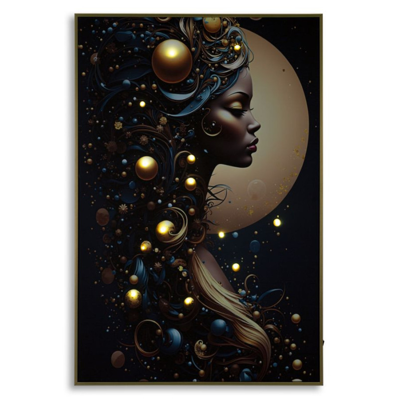 Stampa Con Led Su Tela Laccata Con Cornice Minerva -a- cm 60x3,5x90