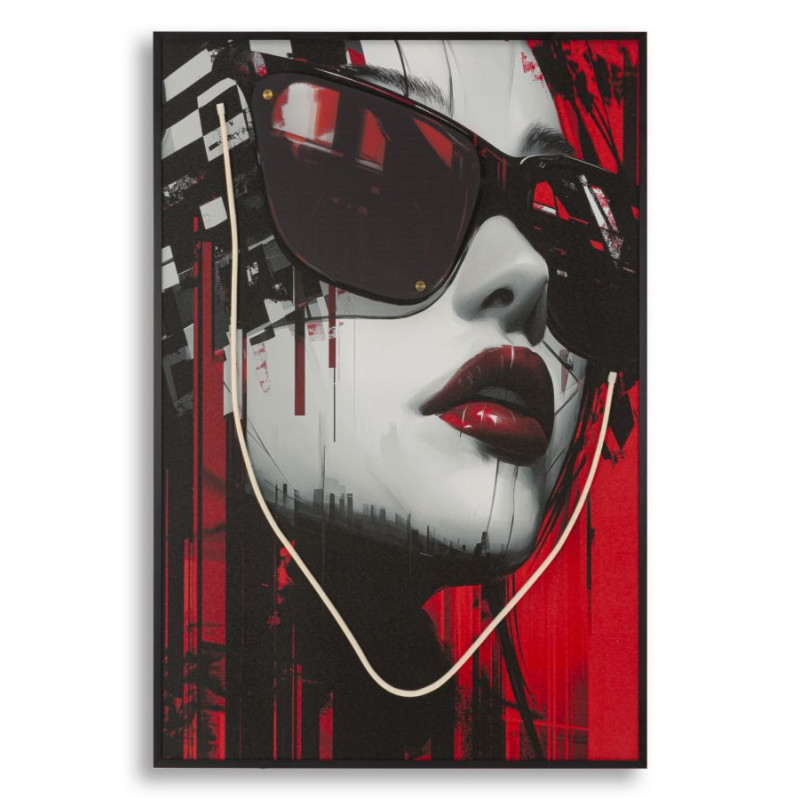 Stampa Con Led Su Tela Psyco -a- cm 60x3,5x90 (applicazione 3d Acrilico)