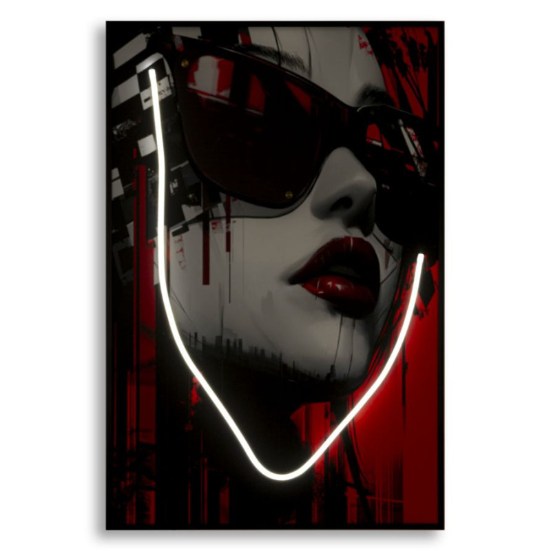Stampa Con Led Su Tela Psyco -a- cm 60x3,5x90 (applicazione 3d Acrilico)