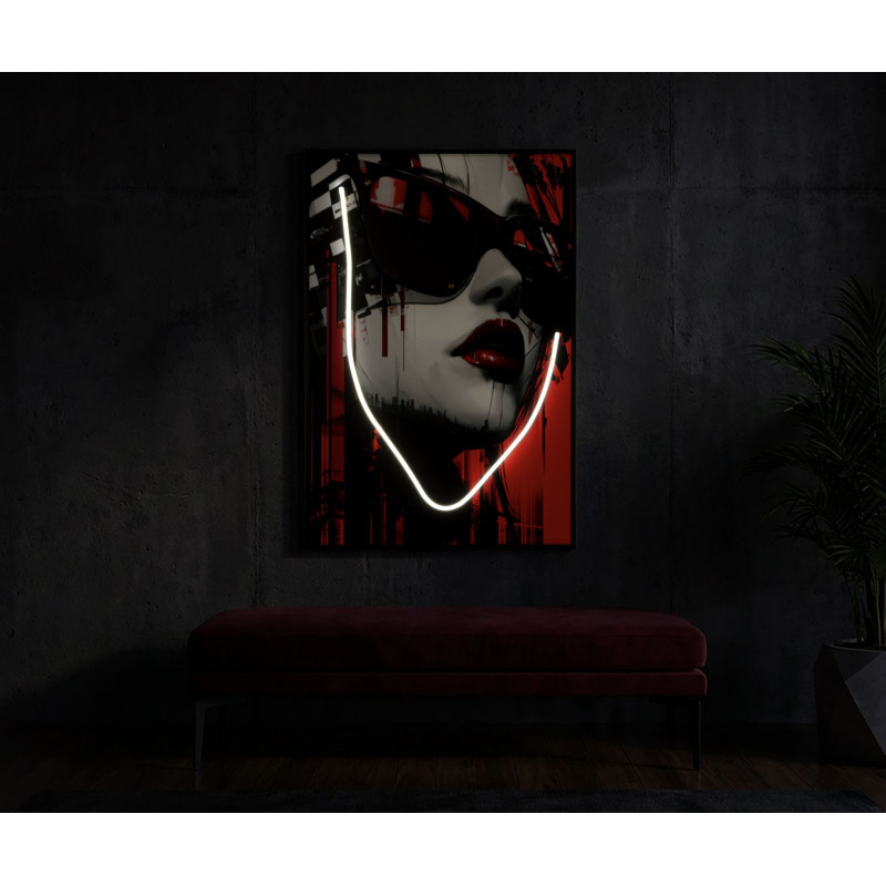 Stampa Con Led Su Tela Psyco -a- cm 60x3,5x90 (applicazione 3d Acrilico)