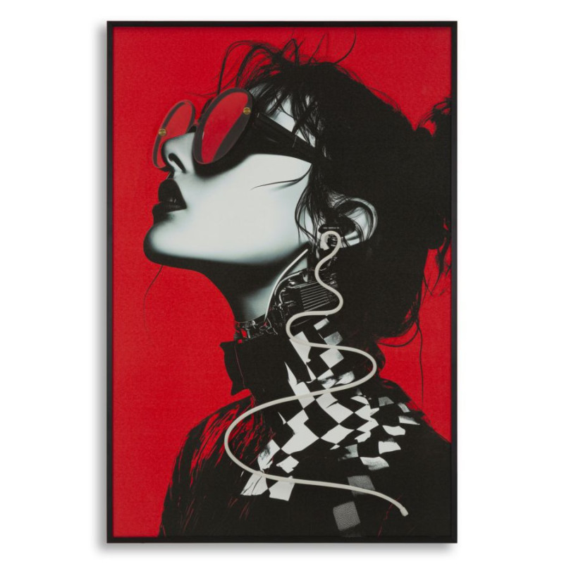 Stampa Con Led Su Tela Psyco -b- cm 60x3,5x90 (applicazione 3d Acrilico)