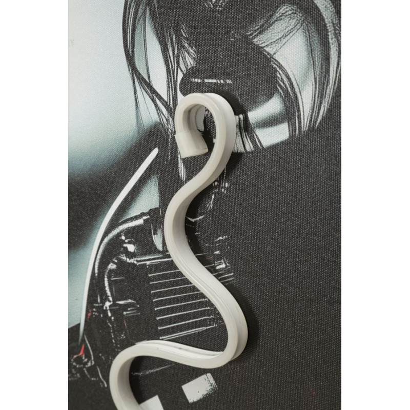 Stampa Con Led Su Tela Psyco -b- cm 60x3,5x90 (applicazione 3d Acrilico)