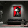 Stampa Con Led Su Tela Psyco -b- cm 60x3,5x90 (applicazione 3d Acrilico)