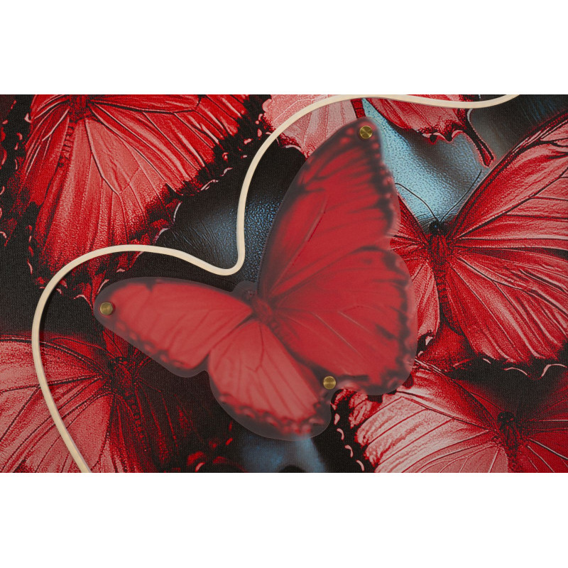 Stampa Con Led Su Tela Butterflies cm 60x3,5x90 (applicazione 3d Acrilico)
