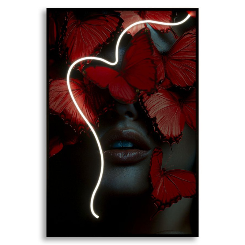 Stampa Con Led Su Tela Butterflies cm 60x3,5x90 (applicazione 3d Acrilico)