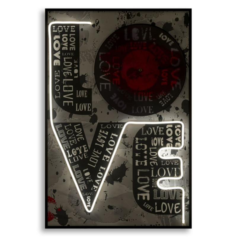 Stampa Con Led Su Tela Love cm 60x3,5x90 (applicazione 3d Acrilico)