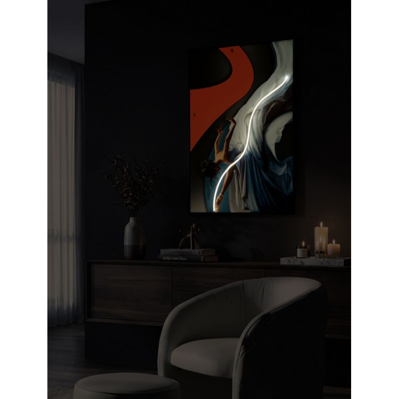 Stampa Con Led Su Tela Dancer cm 60x3,5x90 (applicazione 3d Acrilico)
