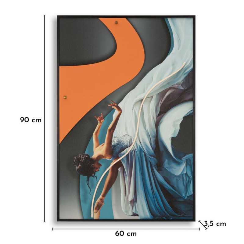 Stampa Con Led Su Tela Dancer cm 60x3,5x90 (applicazione 3d Acrilico)