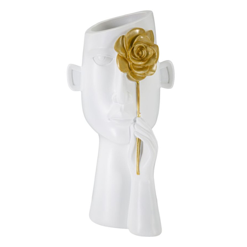 Vaso Face Con Fiore cm 14x13x27