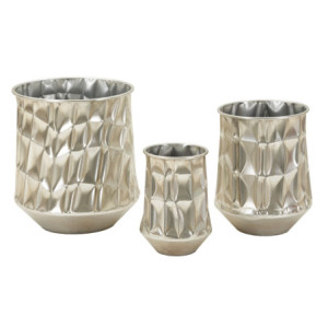 Porta Vasi Silver Set 3 Pz cm ø 35x38,5-27,5x33-18,5x26,5