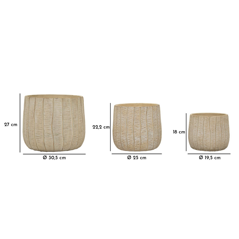 Cachepot Flake Set 3 Pz cm 30,5x27-25x22,2-19,5x18