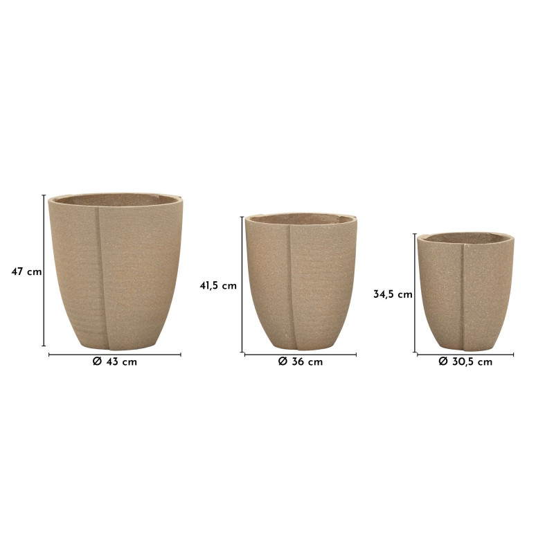 Cachepot Da Esterno Peru' Tris cm ø 43x47-36x41,5-30,5x34,5 (aper. Cmø27-33-39)