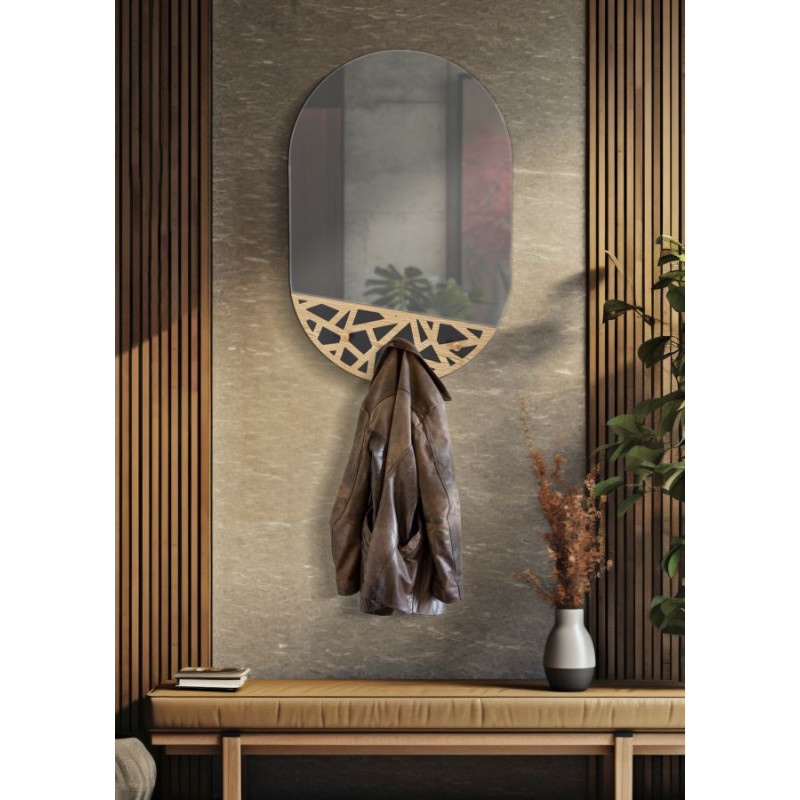 Specchio Da Muro Con App-abiti Carv cm 60x5,3x90