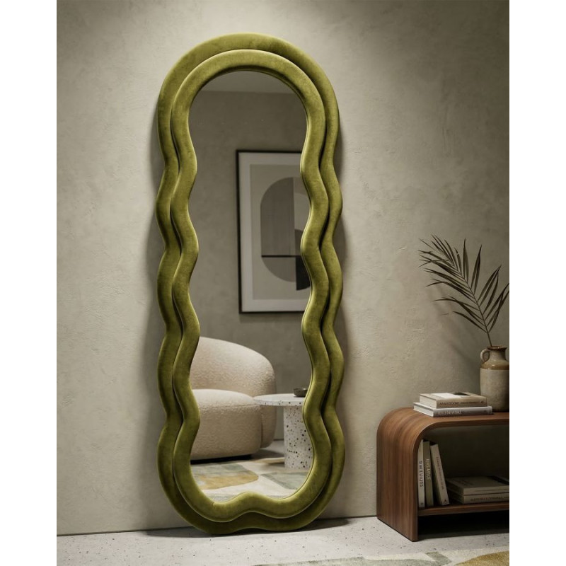 Specchio Da Muro Miki Velluto Verde cm 60x4x160